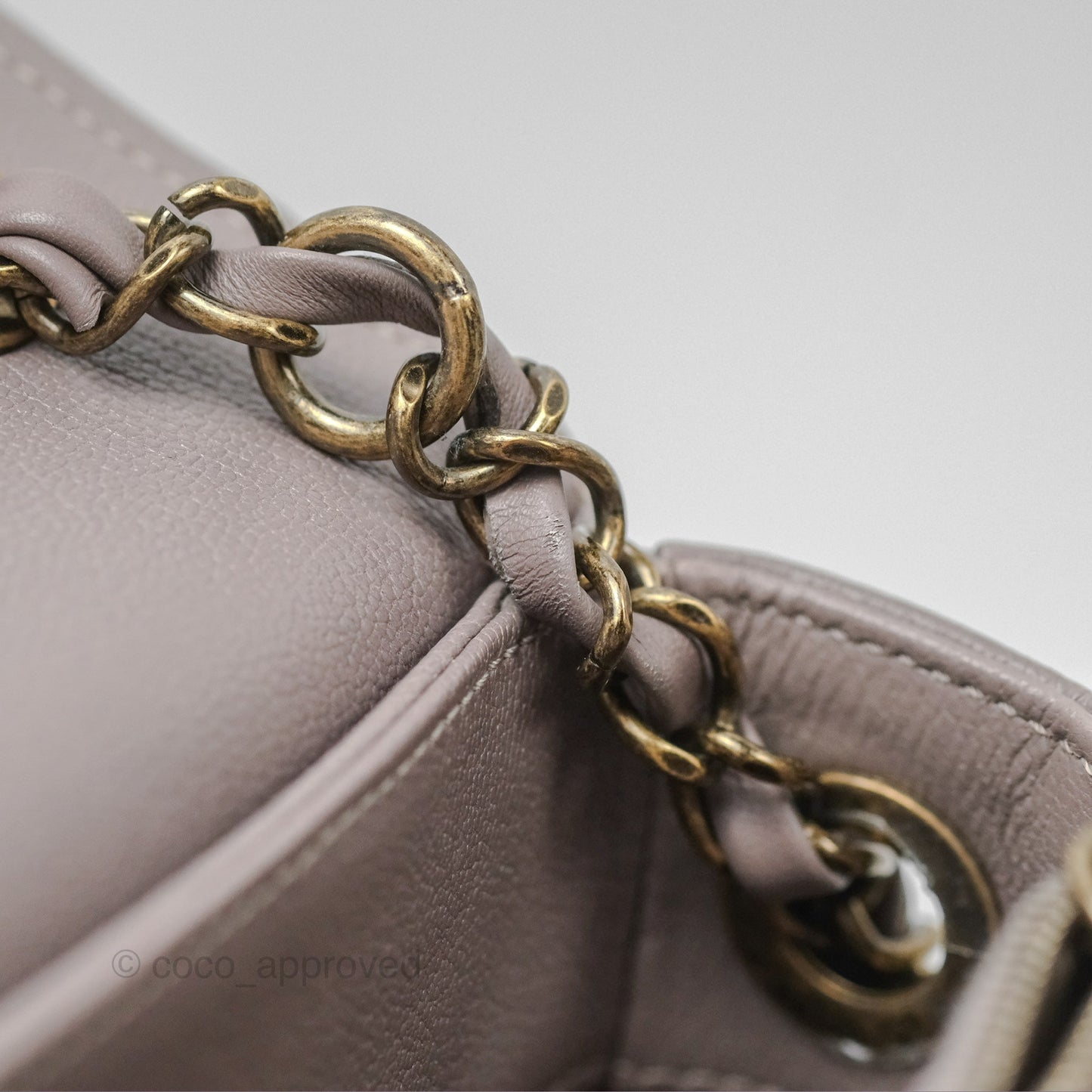 Chanel Coco Curve Flap Burnished Lilac Grey Calfskin Goatskin Antique Gold Hardware