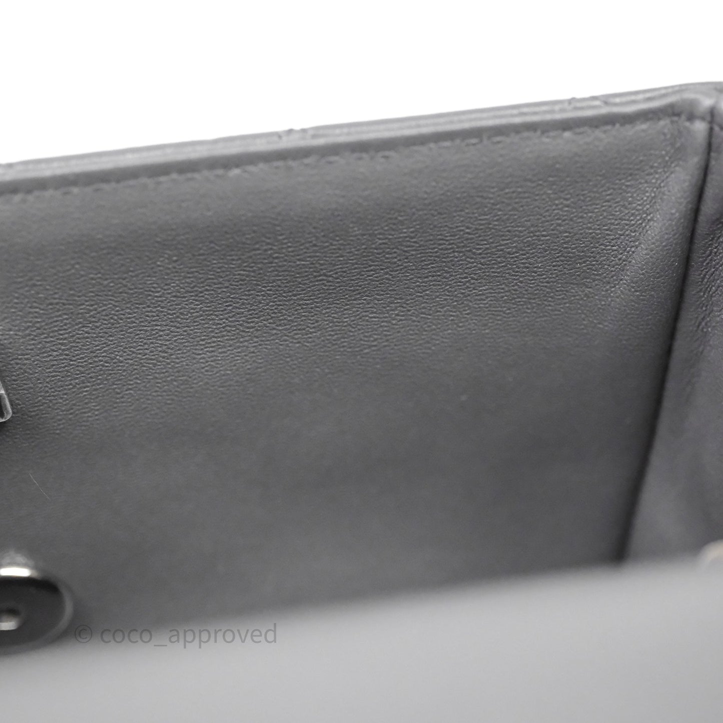 Chanel Quilted Mini Rectangular Dark Grey Lambskin Silver Hardware