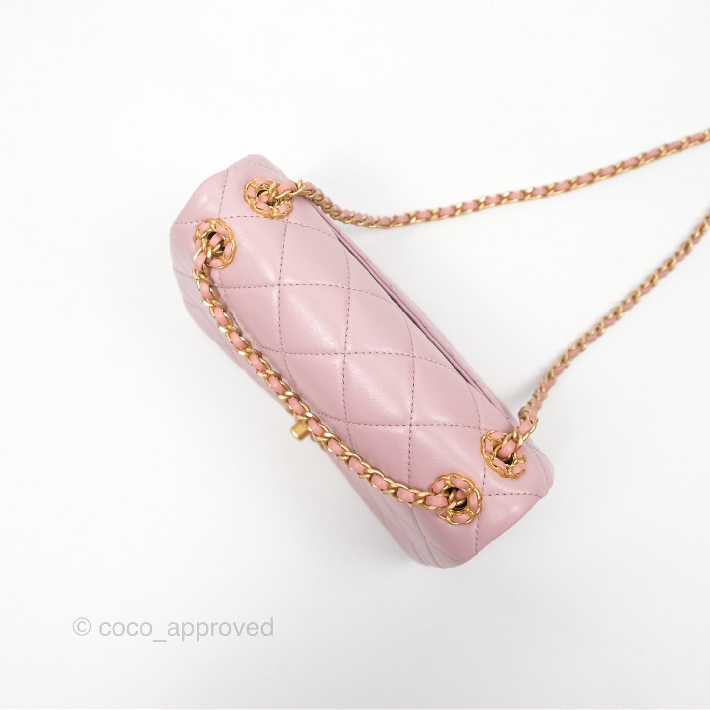 Chanel Flap Bag Dusty Pink Lambskin Aged Gold Hardware 24P