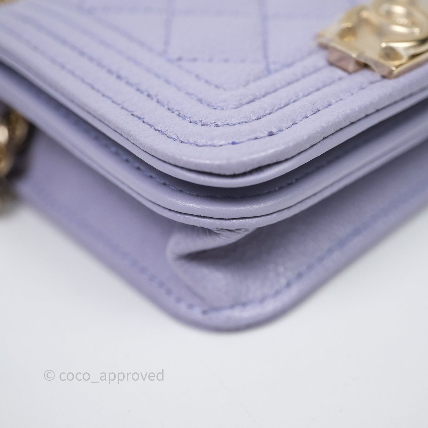 Chanel Quilted Boy Belt Bag Purple Caviar Gold Hardware