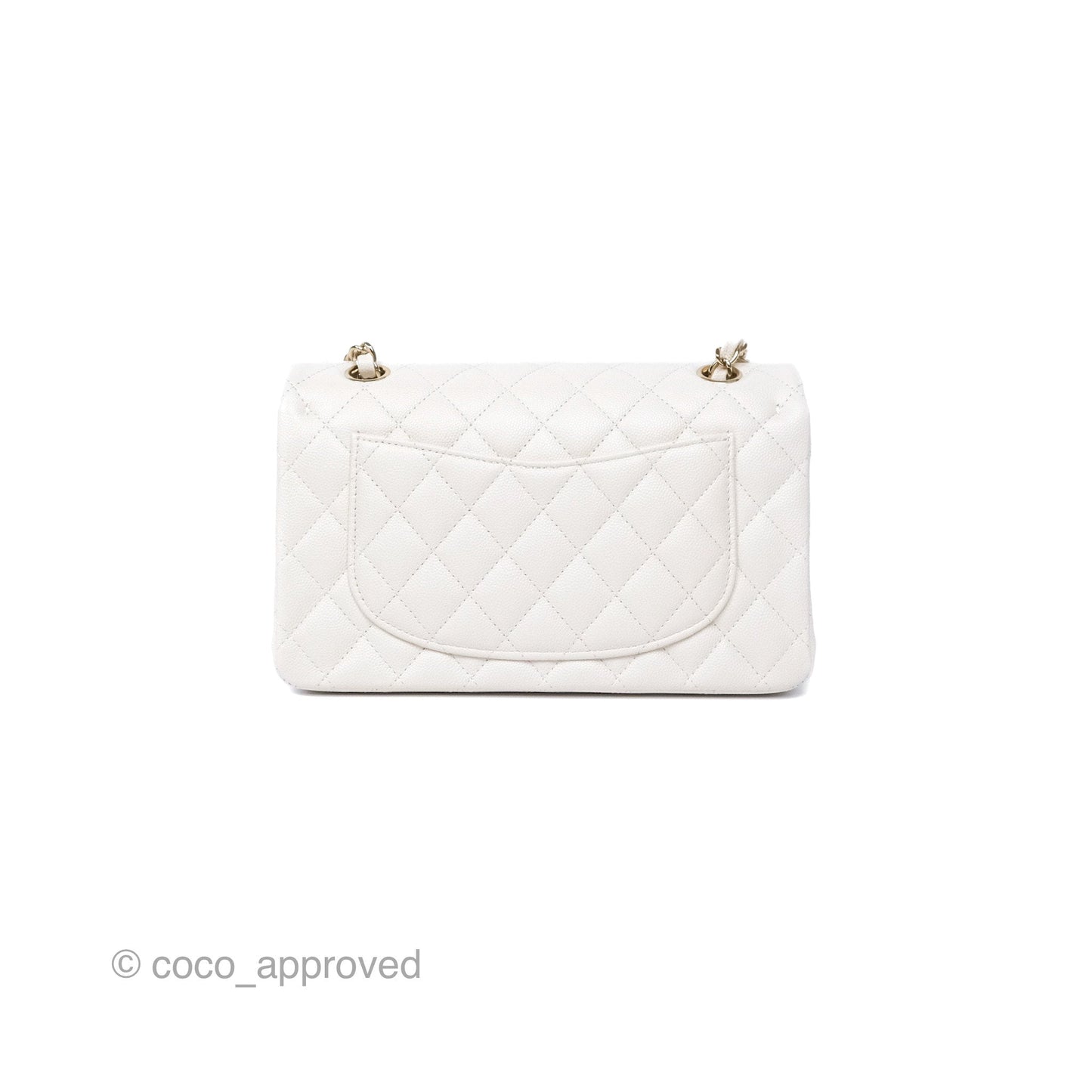 Chanel Small Classic Flap Quilted Ivory White Caviar Gold Hardware