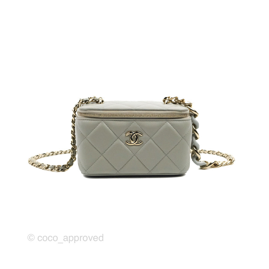 Chanel Vanity with Resin Chain Grey Lambskin Gold Hardware