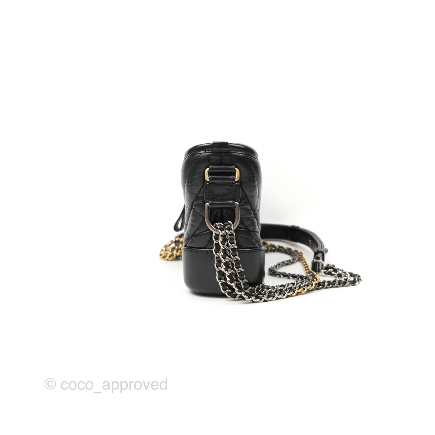 Chanel Chevron Small Gabrielle Hobo Black Aged Calfskin Mixed Hardware