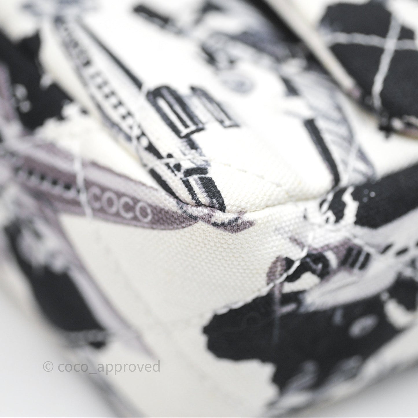 Chanel Quilted Airplane Printed Shoulder Flap Bag Canvas White