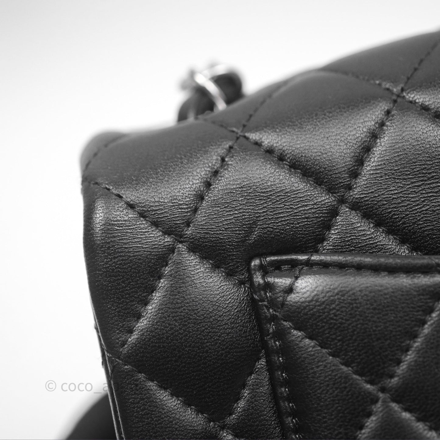 Chanel Quilted Mini Rectangular Flap Black Lambskin Silver Hardware