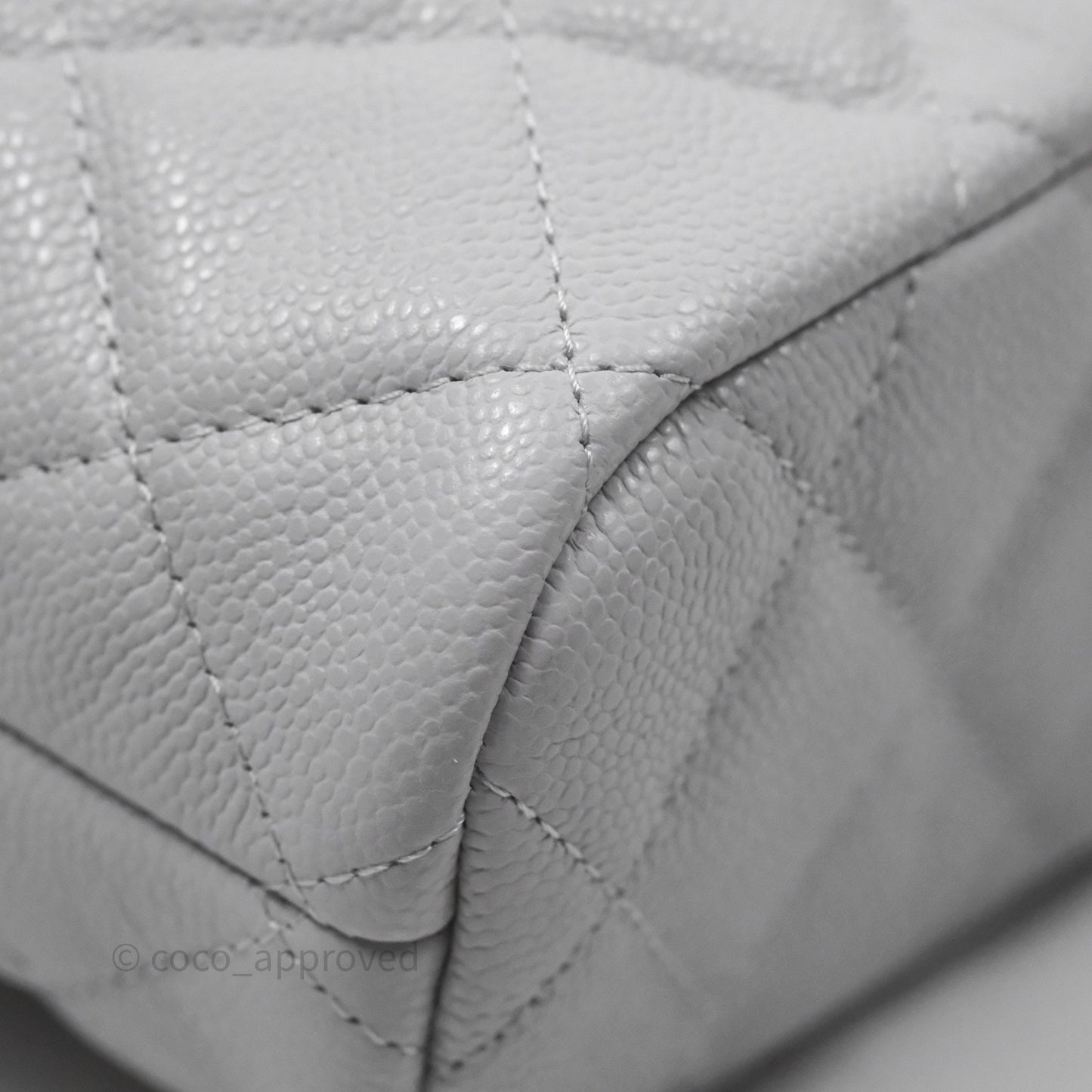 Chanel Quilted Hobo With Chain Light Grey Caviar Gold Hardware 25C