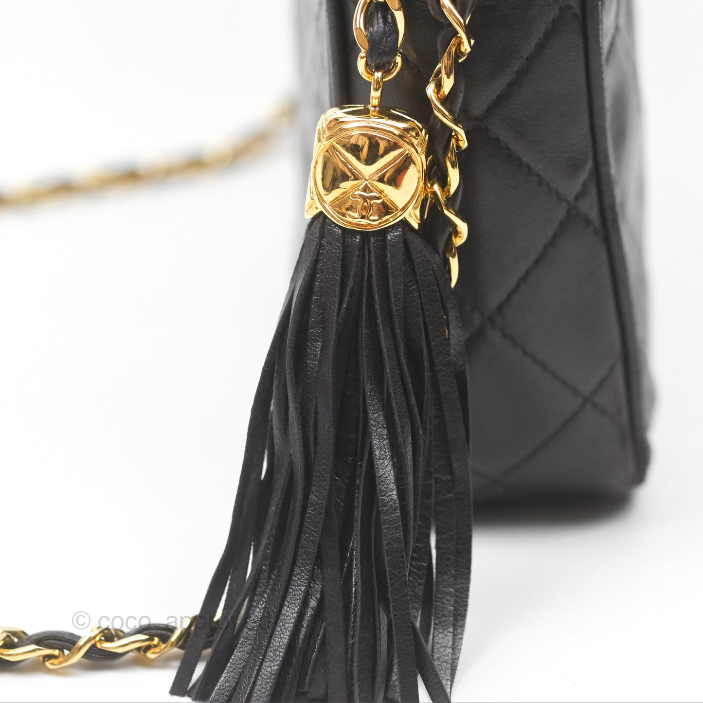 Chanel Vintage Small Camera Bag Black Lambskin Gold Hardware