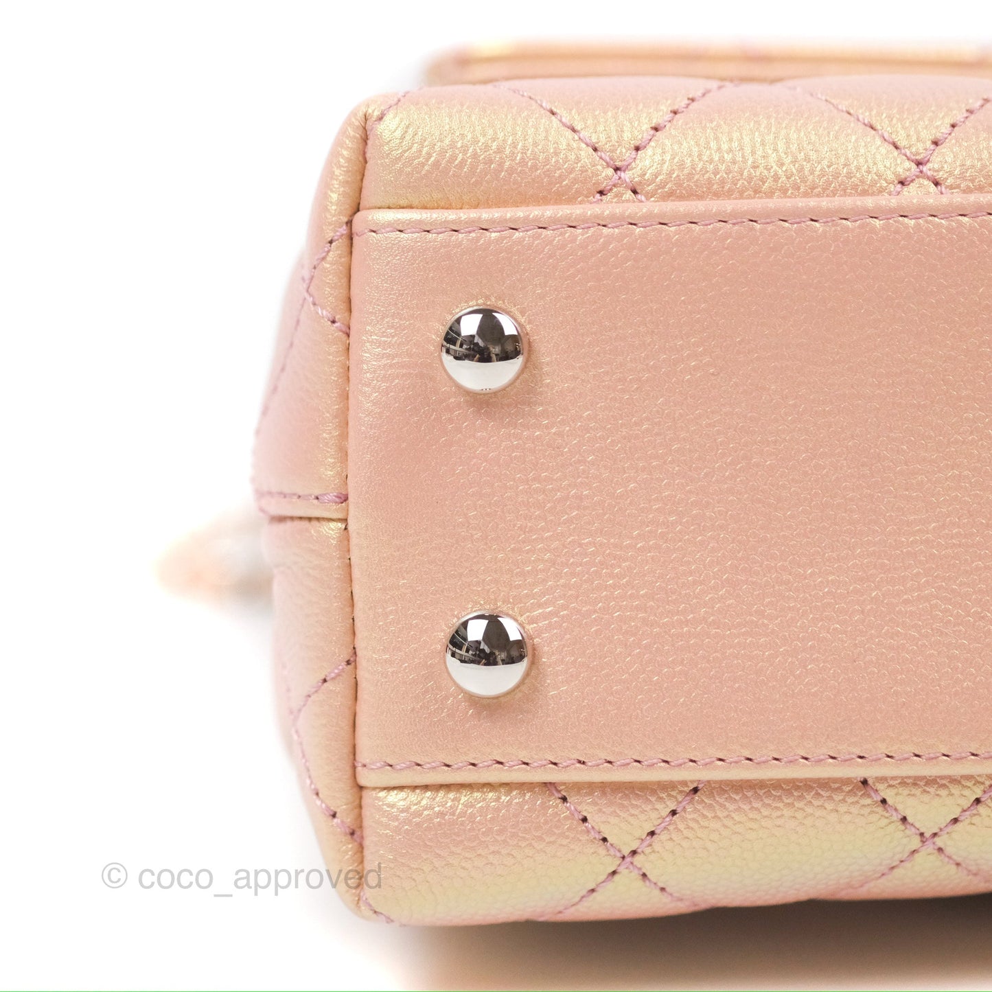 Chanel Small Quilted Coco Handle Iridescent Pink Caviar Rainbow Hardware
