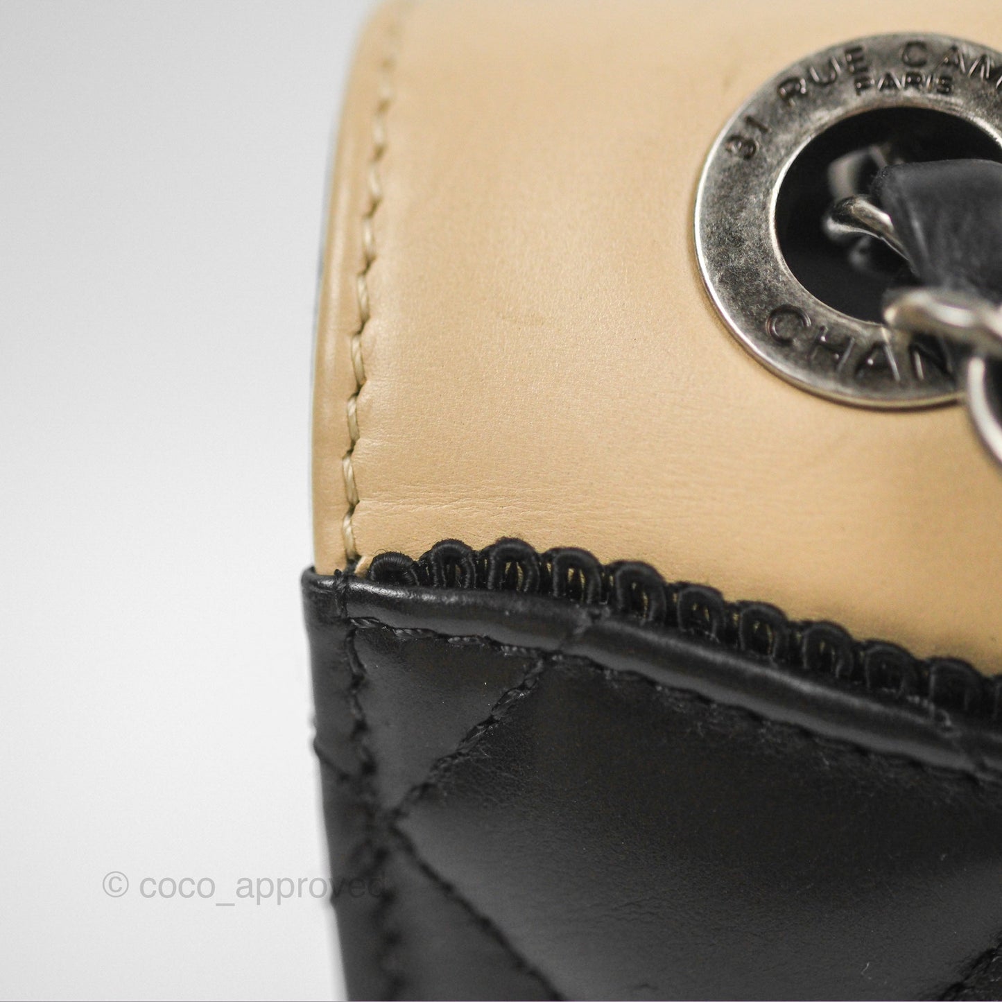 Chanel Quilted Ballerine Flap Light Beige Black Calfskin Ruthenium Hardware