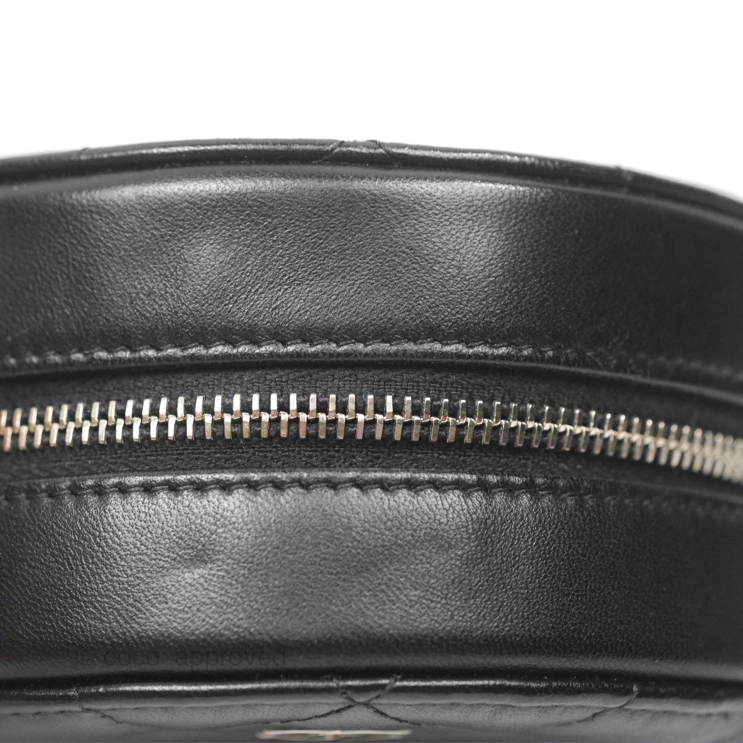 Chanel Classic Quilted Round Clutch With Chain Black Lambskin Silver Hardware
