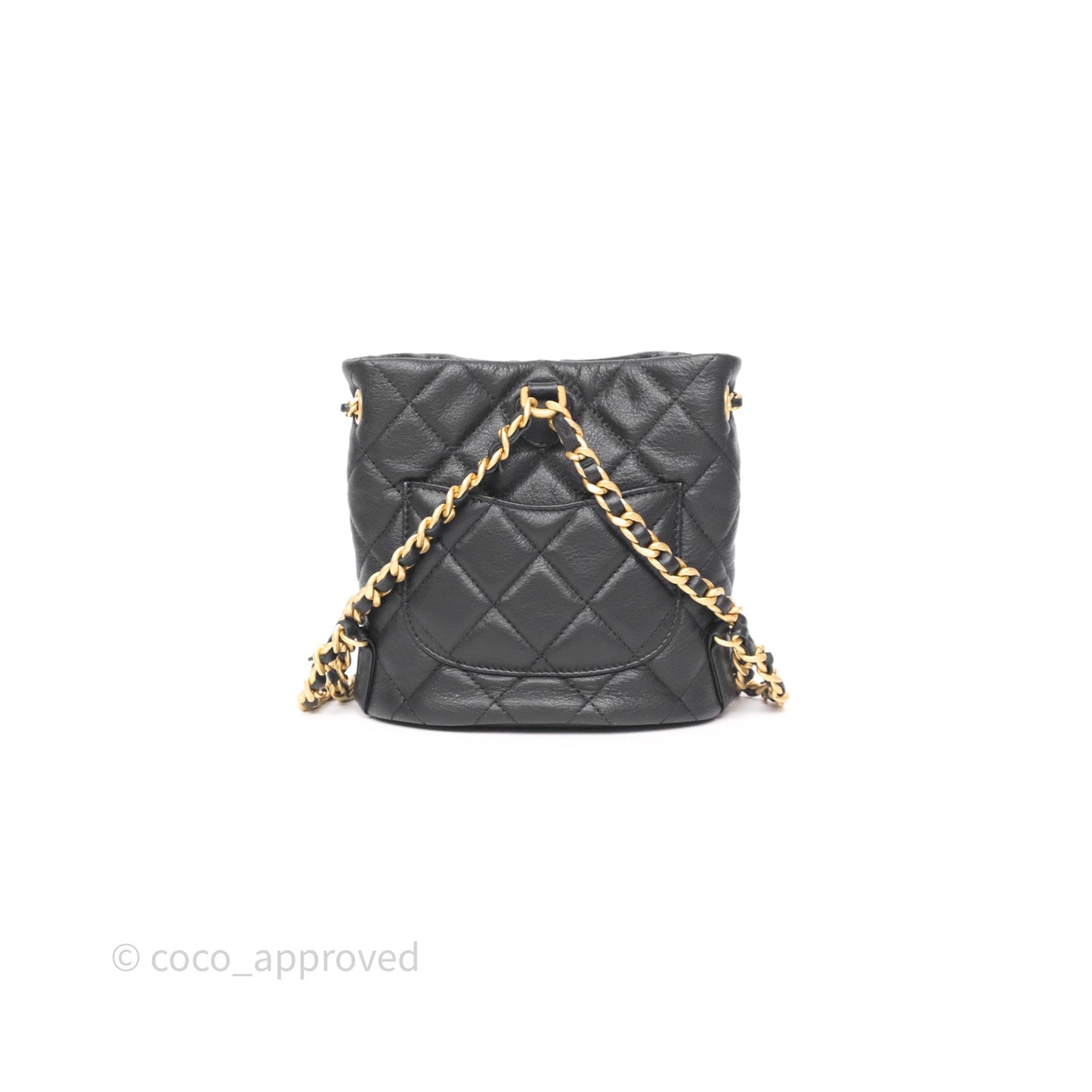 Chanel Mini Backpack Black Crumpled Calfskin Aged Gold Hardware 23A