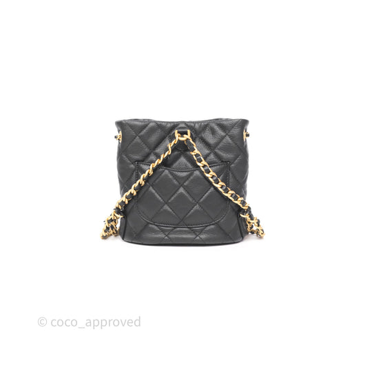 Chanel Mini Backpack Black Crumpled Calfskin Aged Gold Hardware 23A
