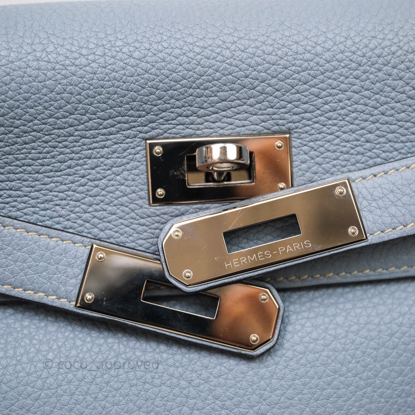 Hermès Kelly 28 Bleu Lin J7 Togo Palladium Hardware