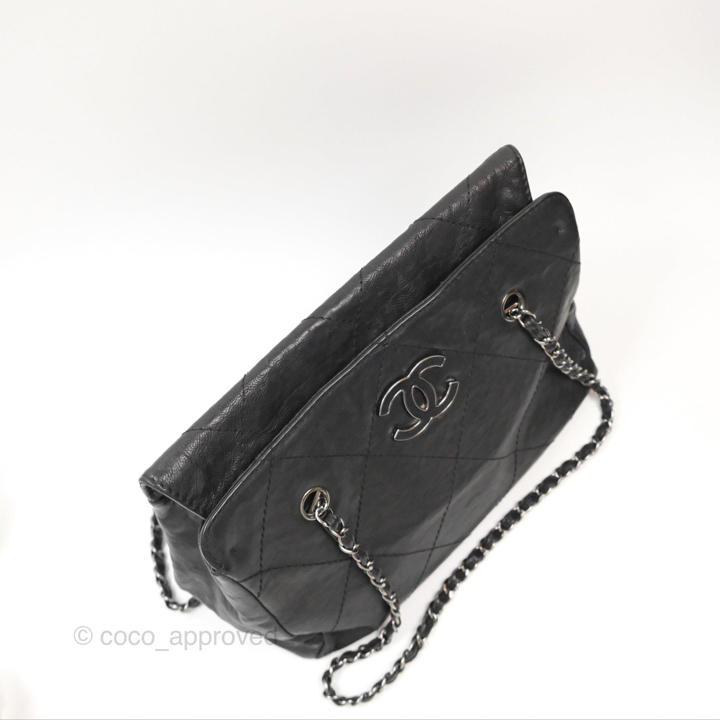 Chanel Large Hamptons Shopping Tote Black Washed Calfskin