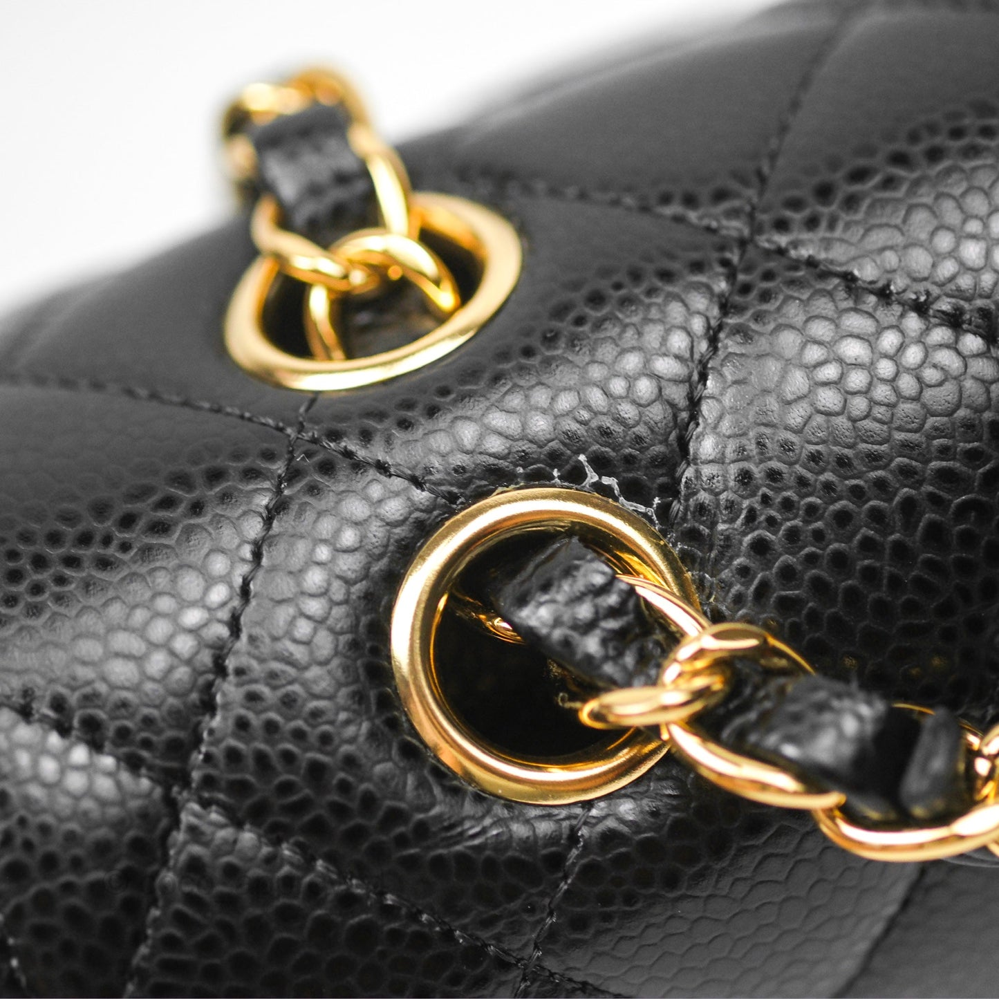Chanel Classic M/L Medium Flap Quilted Black Caviar Gold Hardware