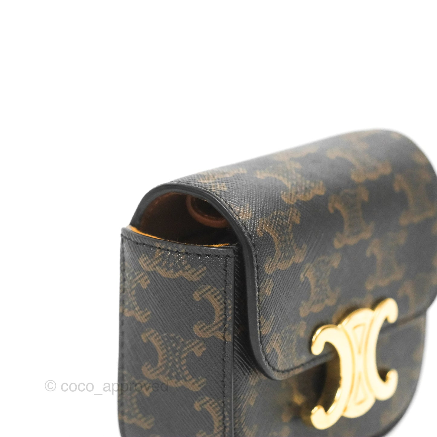 Celine Tan Canvas Calfskin Mini Triomphe