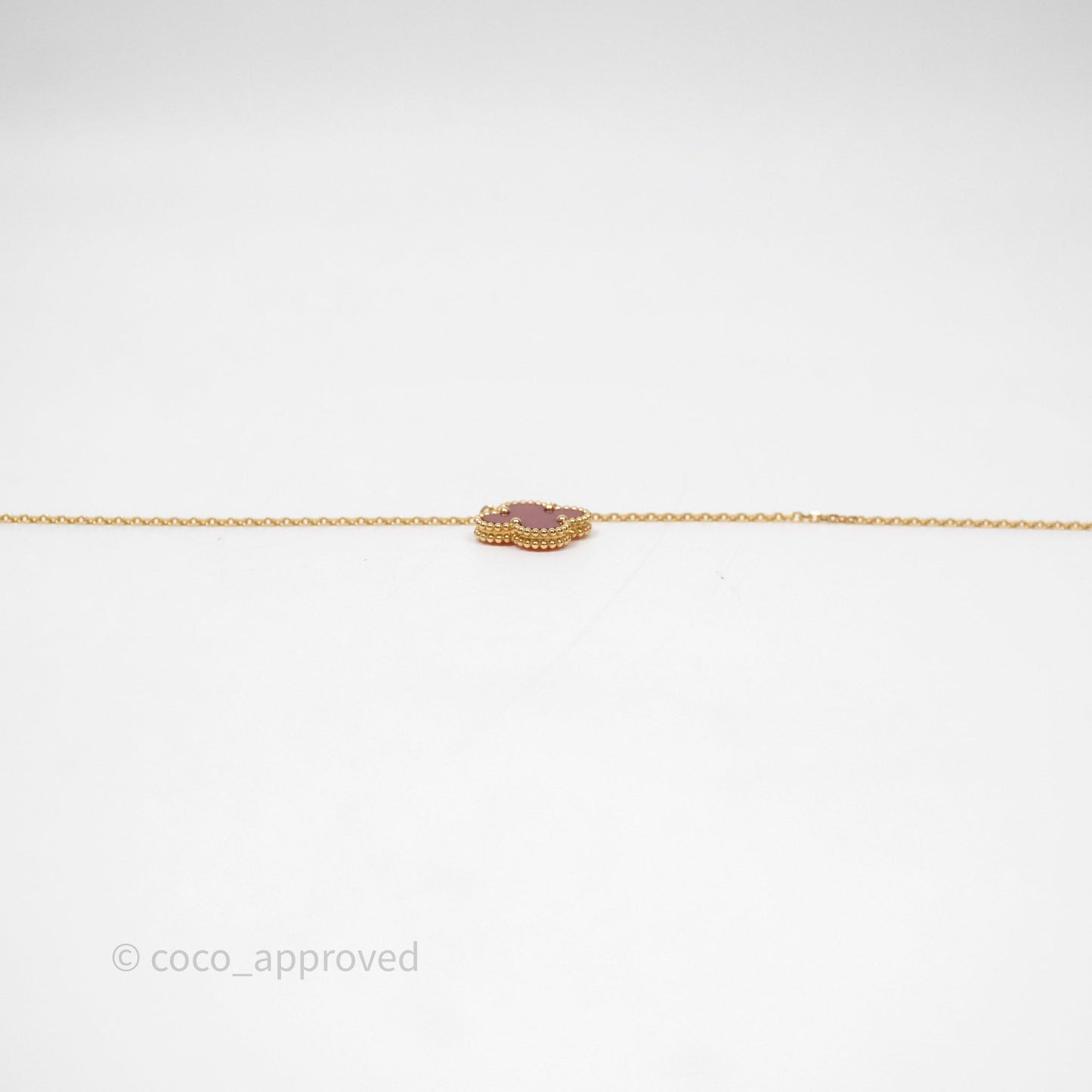 Van Cleef & Arpels Vintage Alhambra Pendant Red Carnelian Yellow Gold