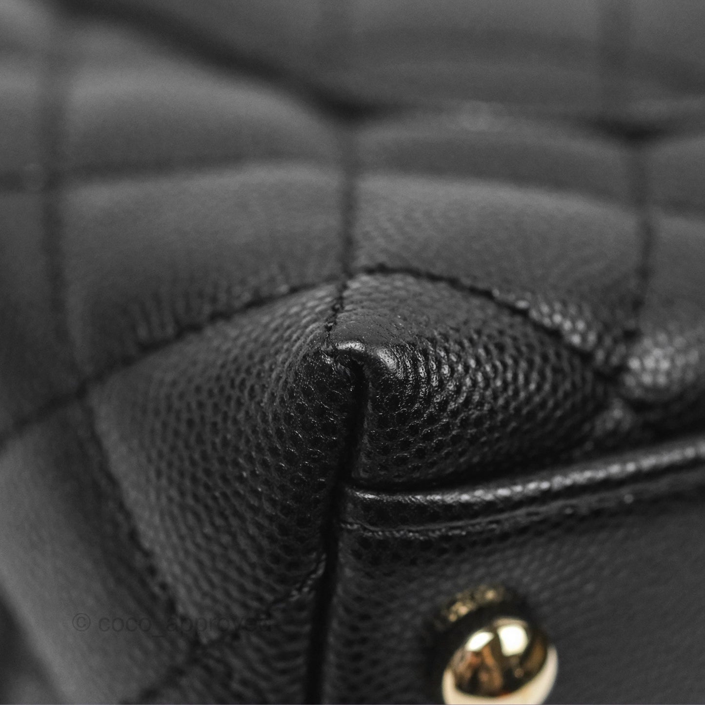 Chanel Mini Coco Handle Quilted Black Caviar Lizard Embossed Handle Gold Hardware