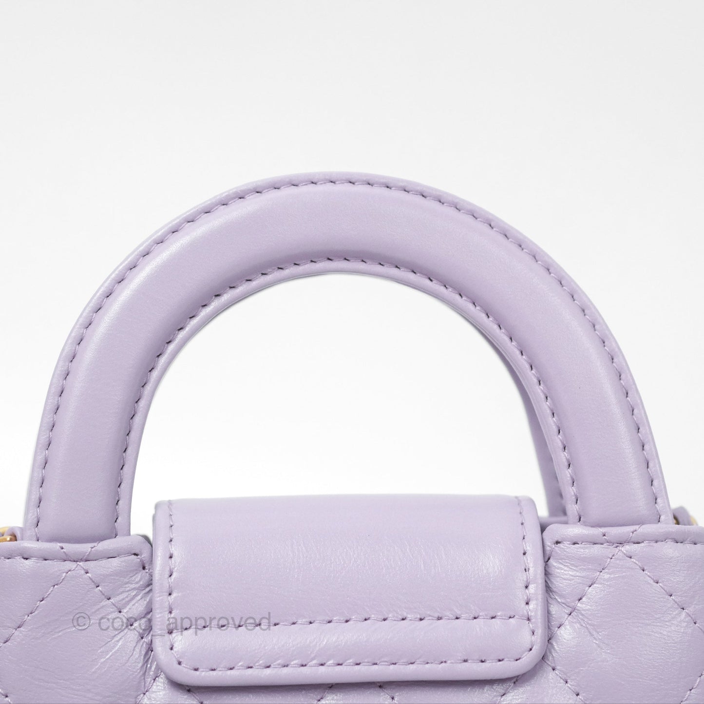 Chanel Mini Nano Kelly Bag Purple Shiny Calfskin Aged Gold Hardware