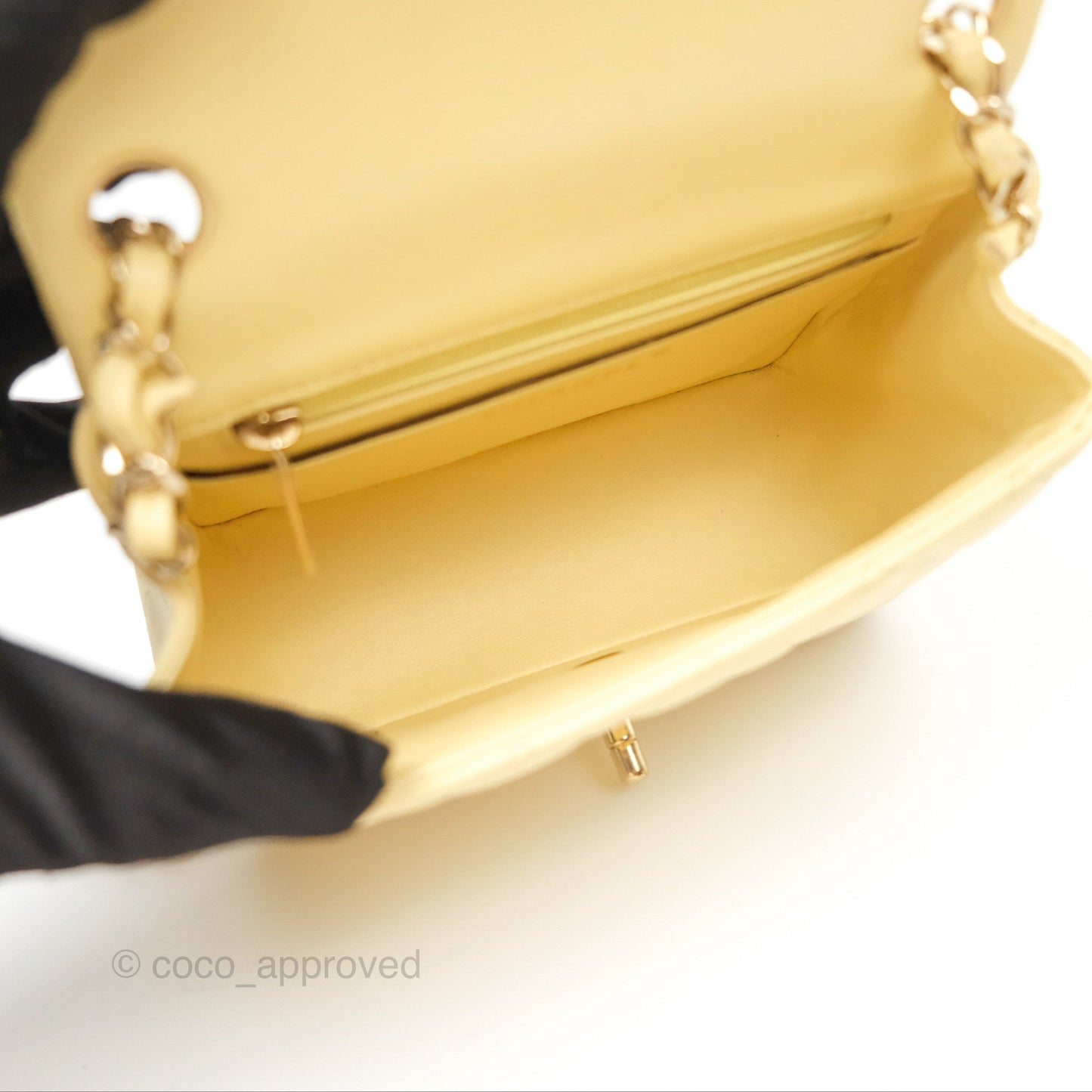 Chanel Mini Square Quilted Yellow Lambskin Gold Hardware
