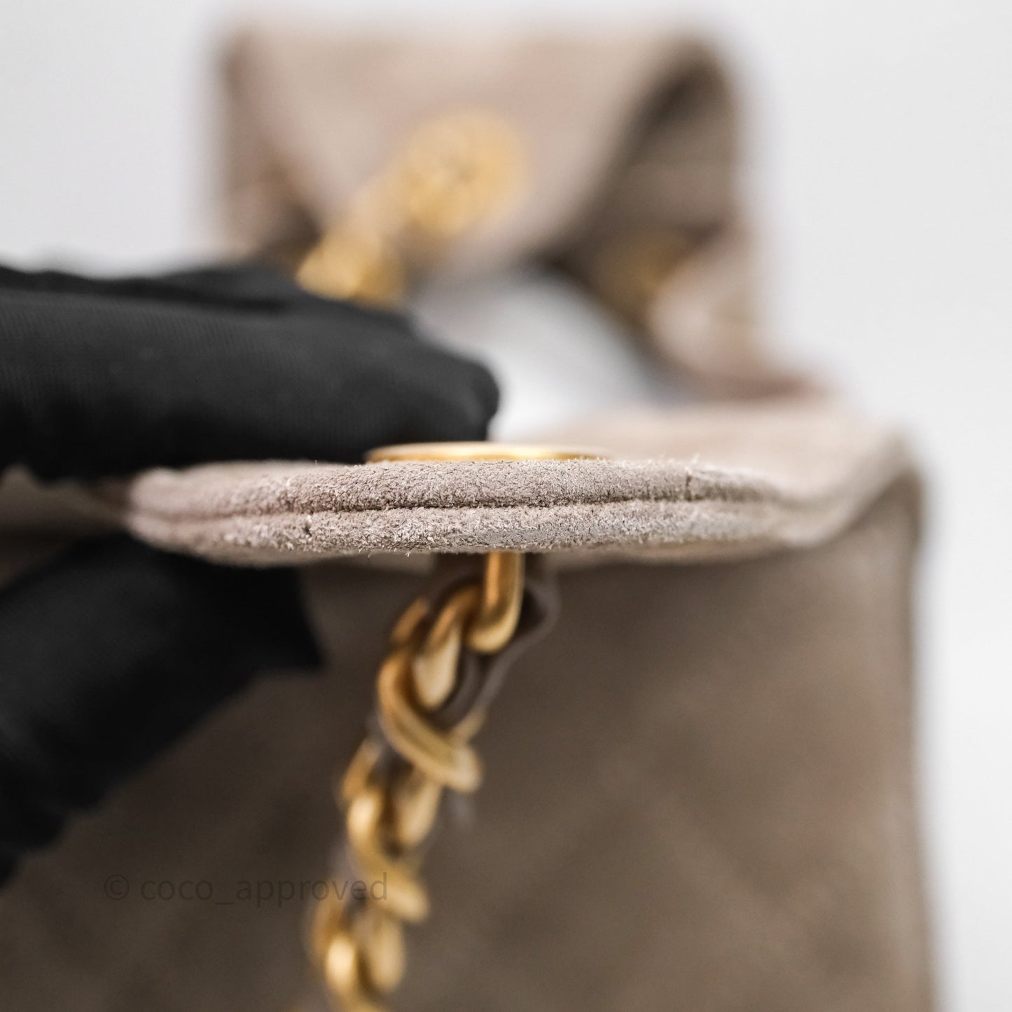 Chanel 25 Small Suede Calfskin Aged Gold Hardware