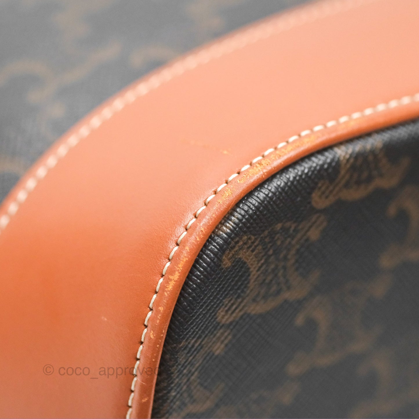 Celine Medium Bucket Bag Triomphe Canvas Tan Calfskin