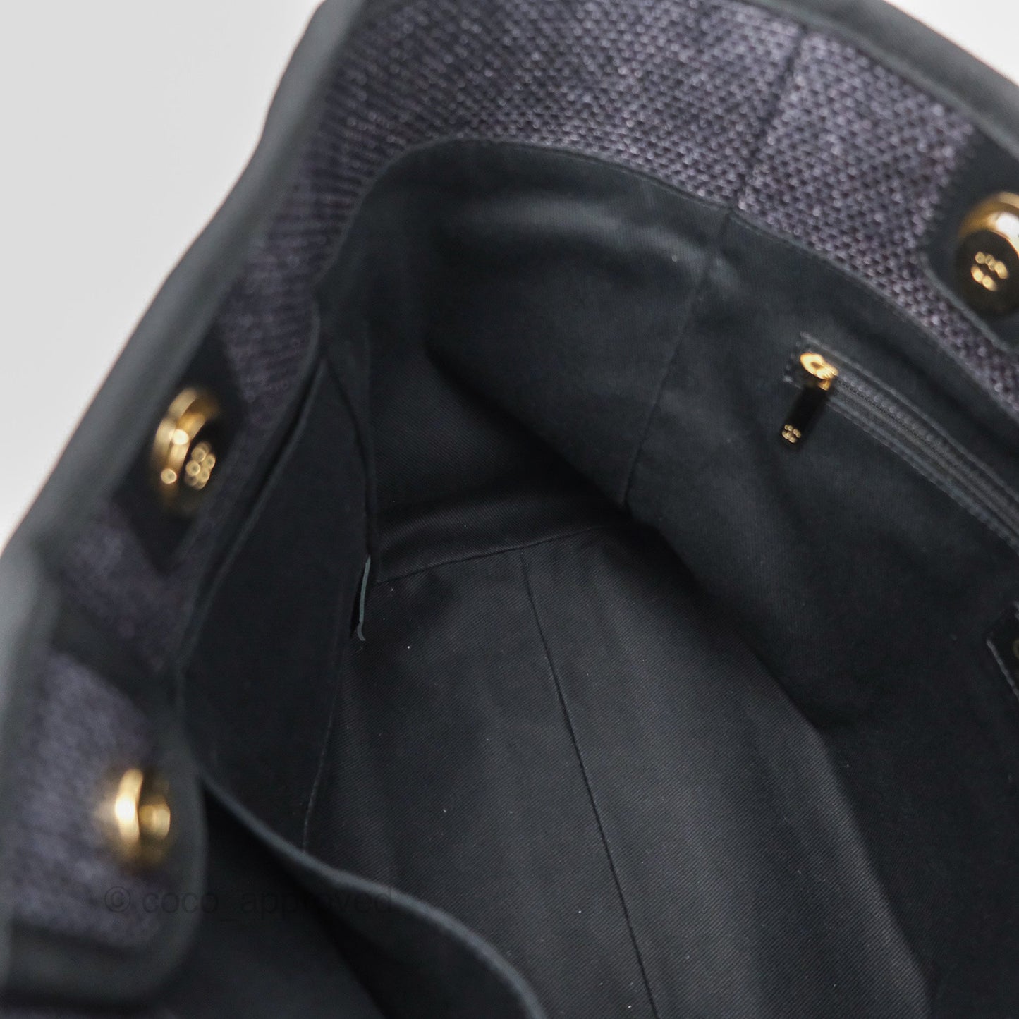 Chanel Medium Deauville Tote Black Canvas Gold Hardware