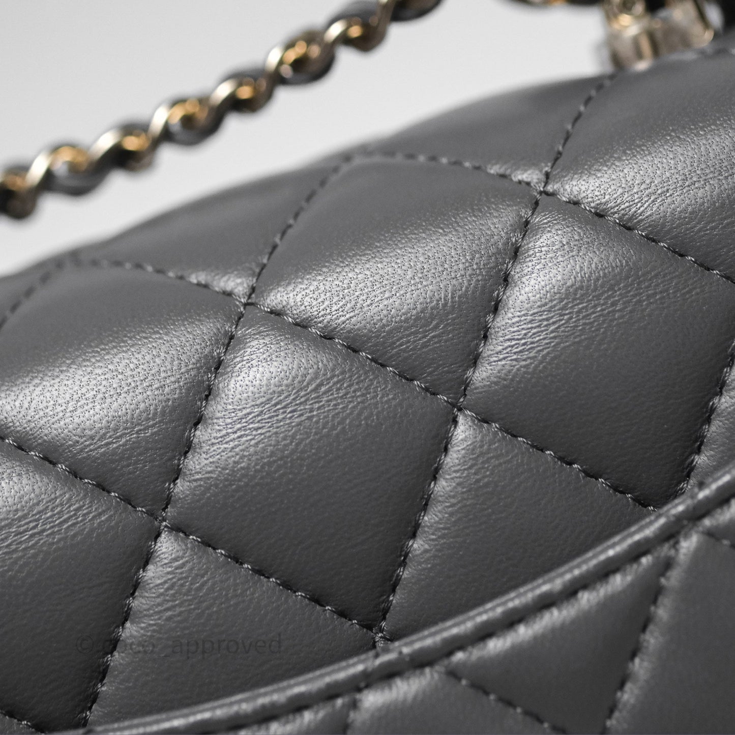 Chanel Top Handle Mini Rectangular Flap Grey Lambskin Gold Hardware