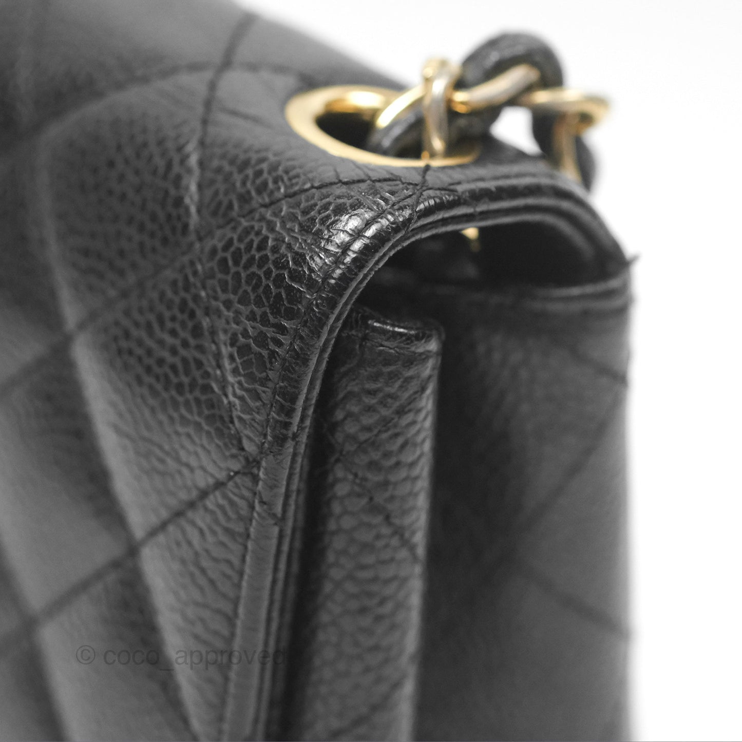 Chanel Vintage Mini Square Quilted Black Caviar Gold Hardware