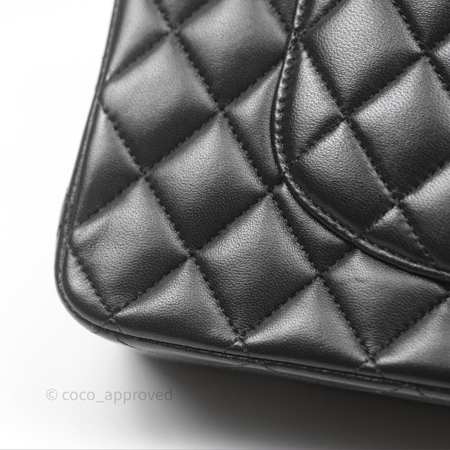 Chanel Classic M/L Medium Flap Quilted Black Lambskin Silver Hardware