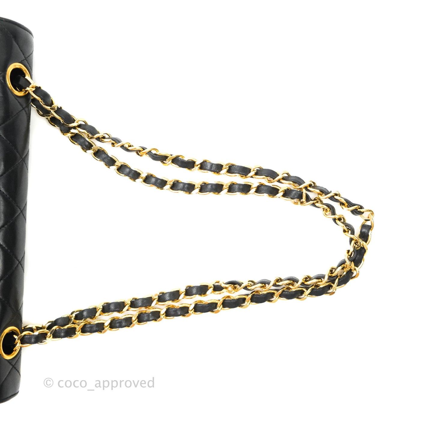 Chanel Vintage Flap Bag with Purse Pouch Black Lambskin 24K Gold Hardware