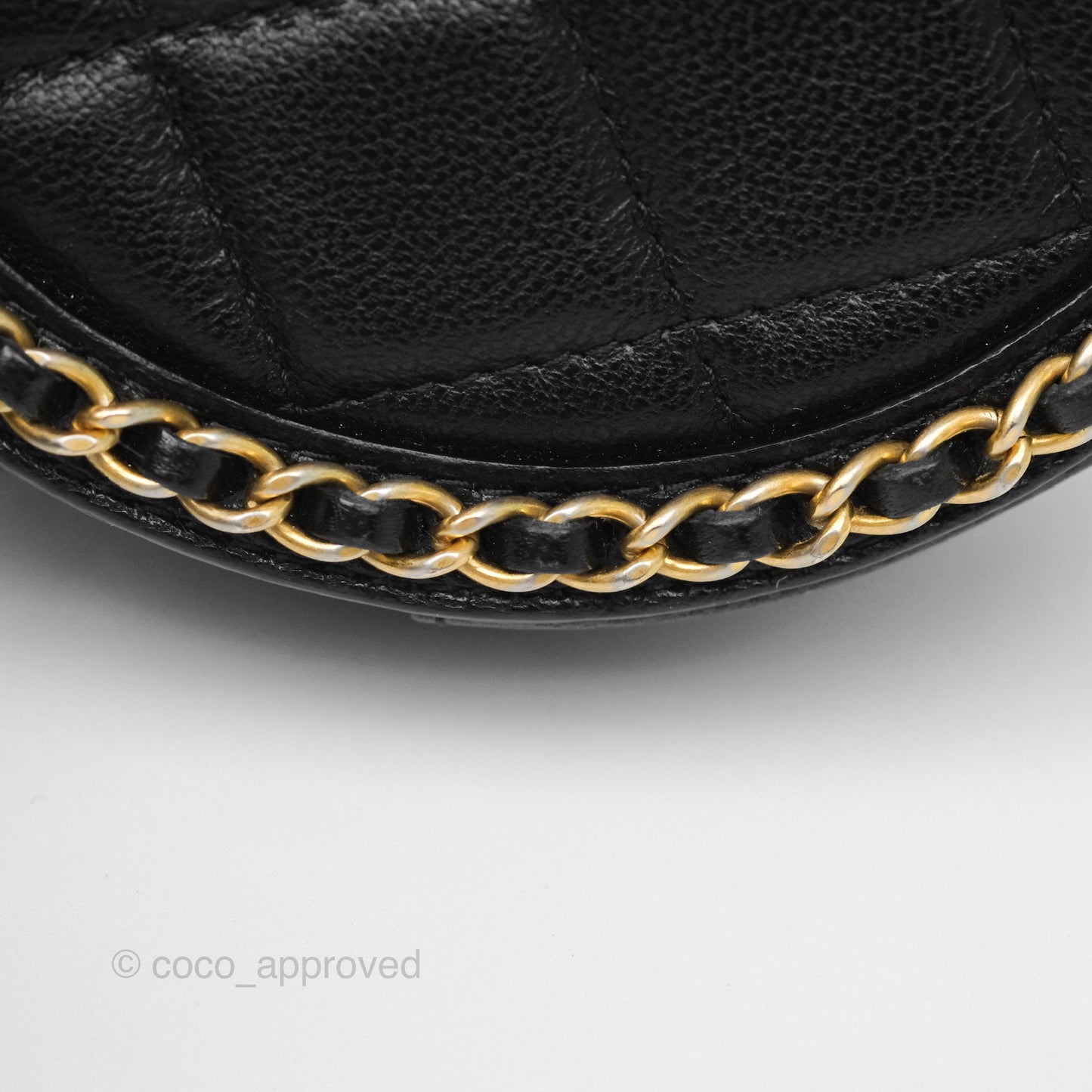 Chanel Chained Round Filigree Clutch With Chain Black Lambskin Gold Hardware