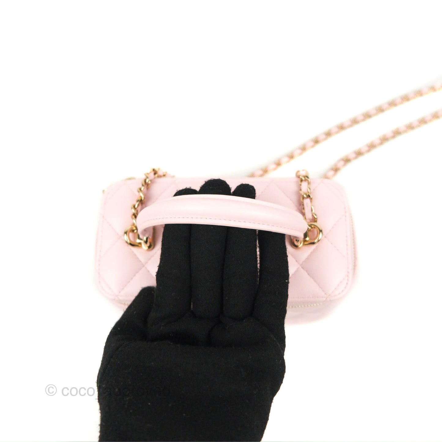 Chanel Vanity Rectangular Top Handle Pink Lambskin Gold Hardware