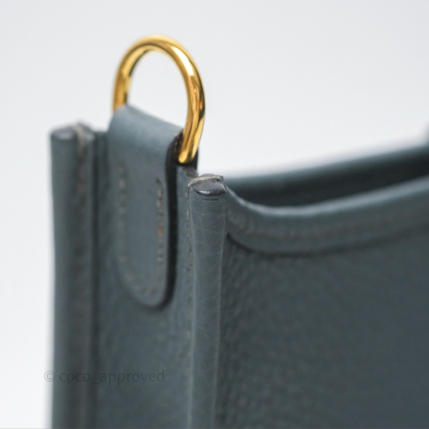 Hermès Mini Evelyne 16 Bleu Orage Y7 / Bleu Brume T0 Clemence Gold Hardware