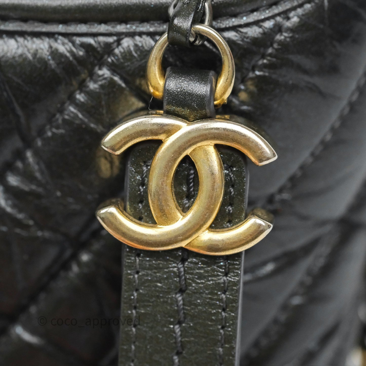 Chanel Small Gabrielle Hobo Chevron Iridescent Grey Aged Calfskin