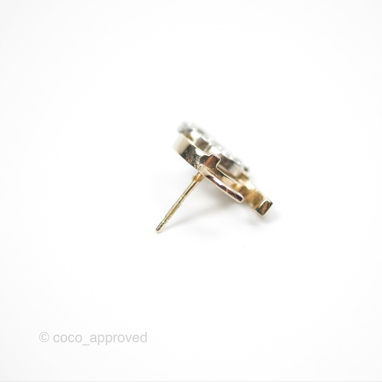 Chanel Double Crystal CC Earrings Silver & Gold Tone 21A