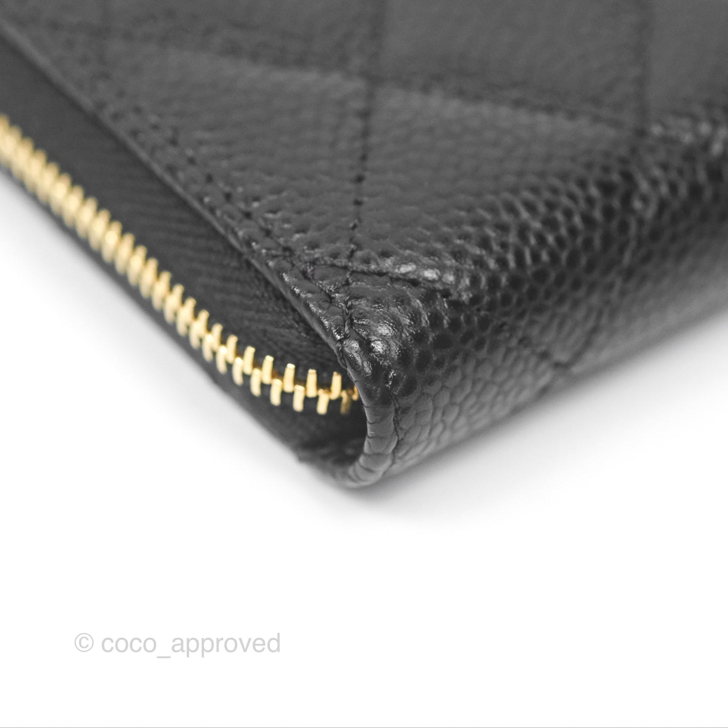 Chanel Classic Zipped Coin Purse Black Caviar Gold Hardware