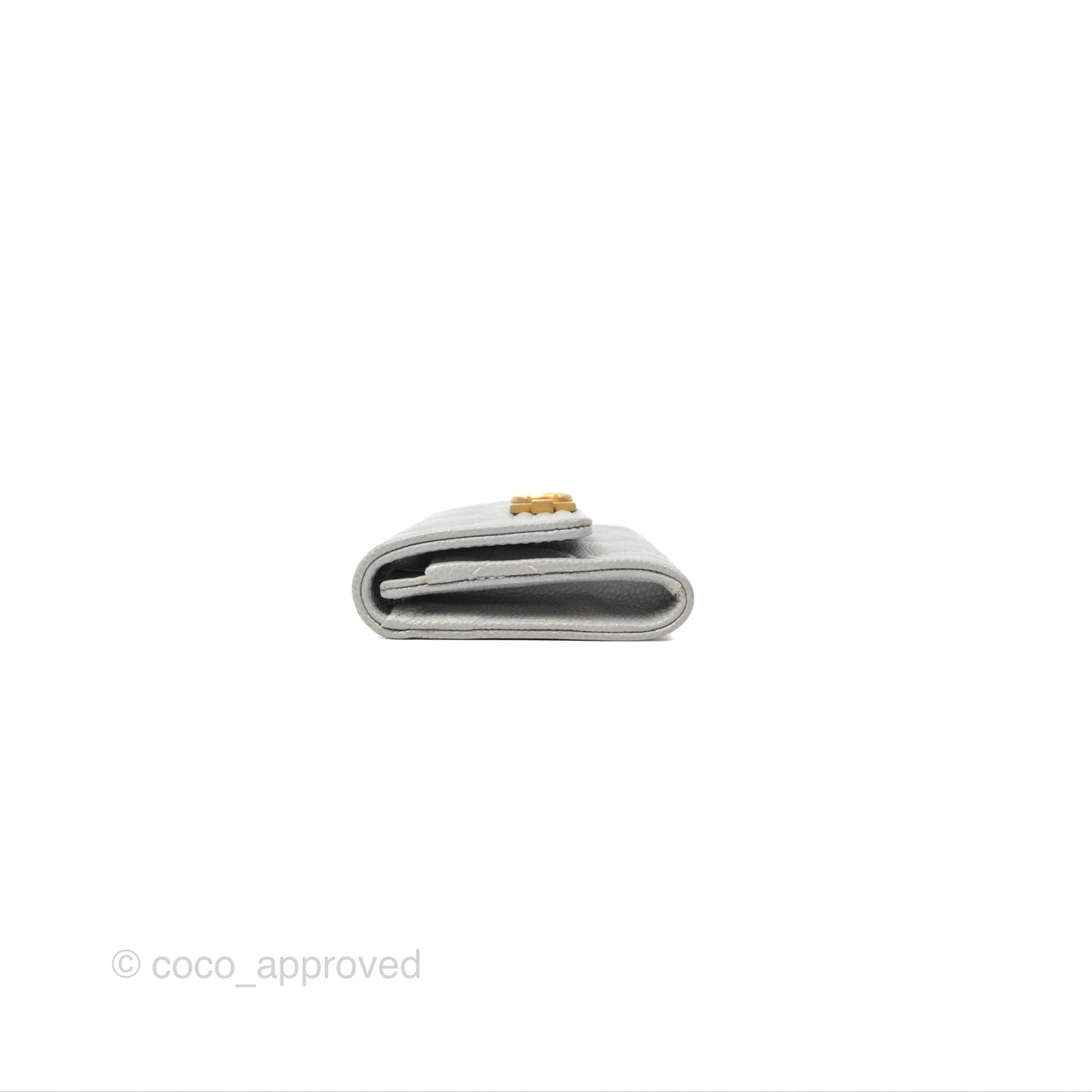 Chanel Boy Quilted Flap Card Holder Grey Caviar Aged Gold Hardware