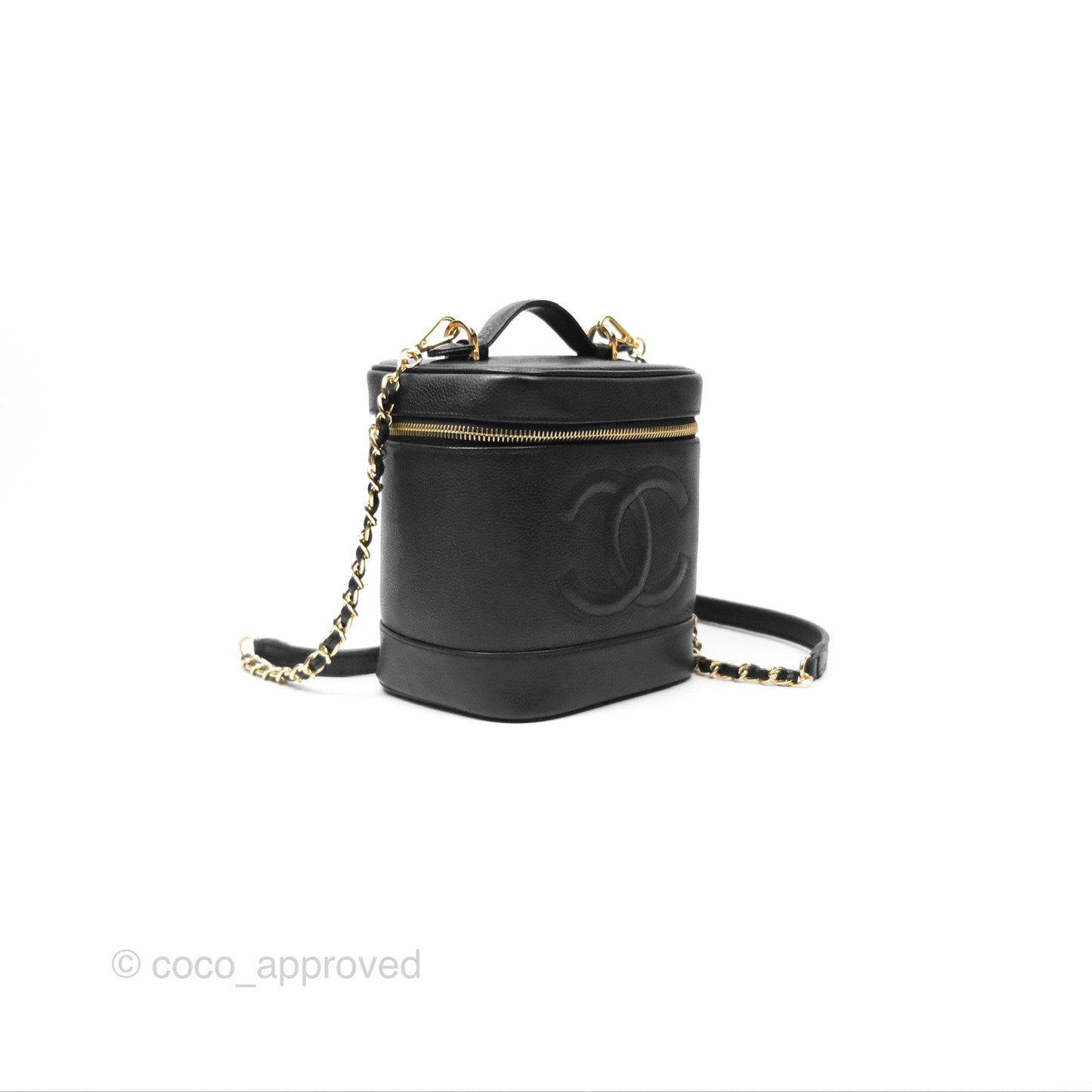 Chanel Vintage Vanity Case Black Caviar Gold Hardware
