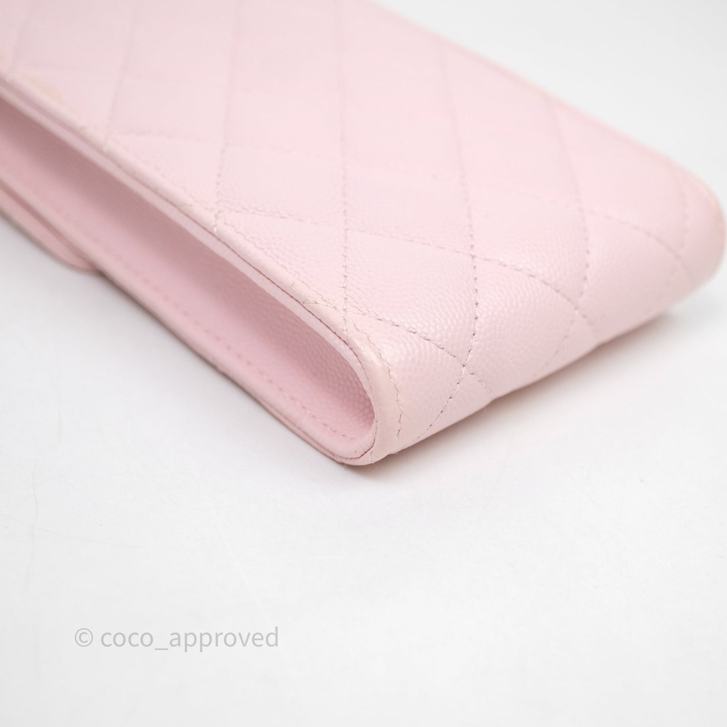 Chanel Quilted Crystal CC Pink Caviar Airpods Phone Case With Chain Light Gold Hardware