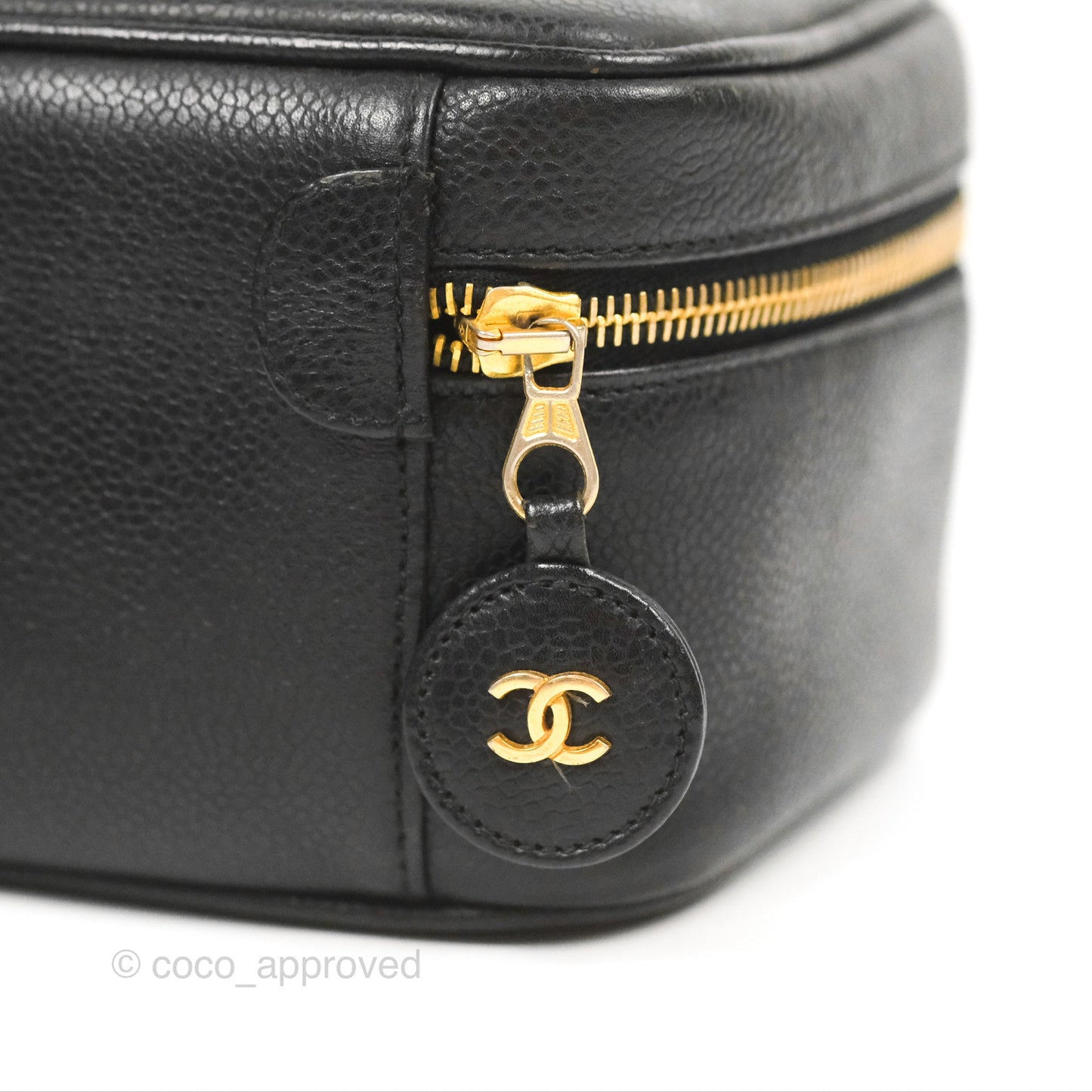 Chanel Vintage Vanity Case Black Caviar Gold Hardware