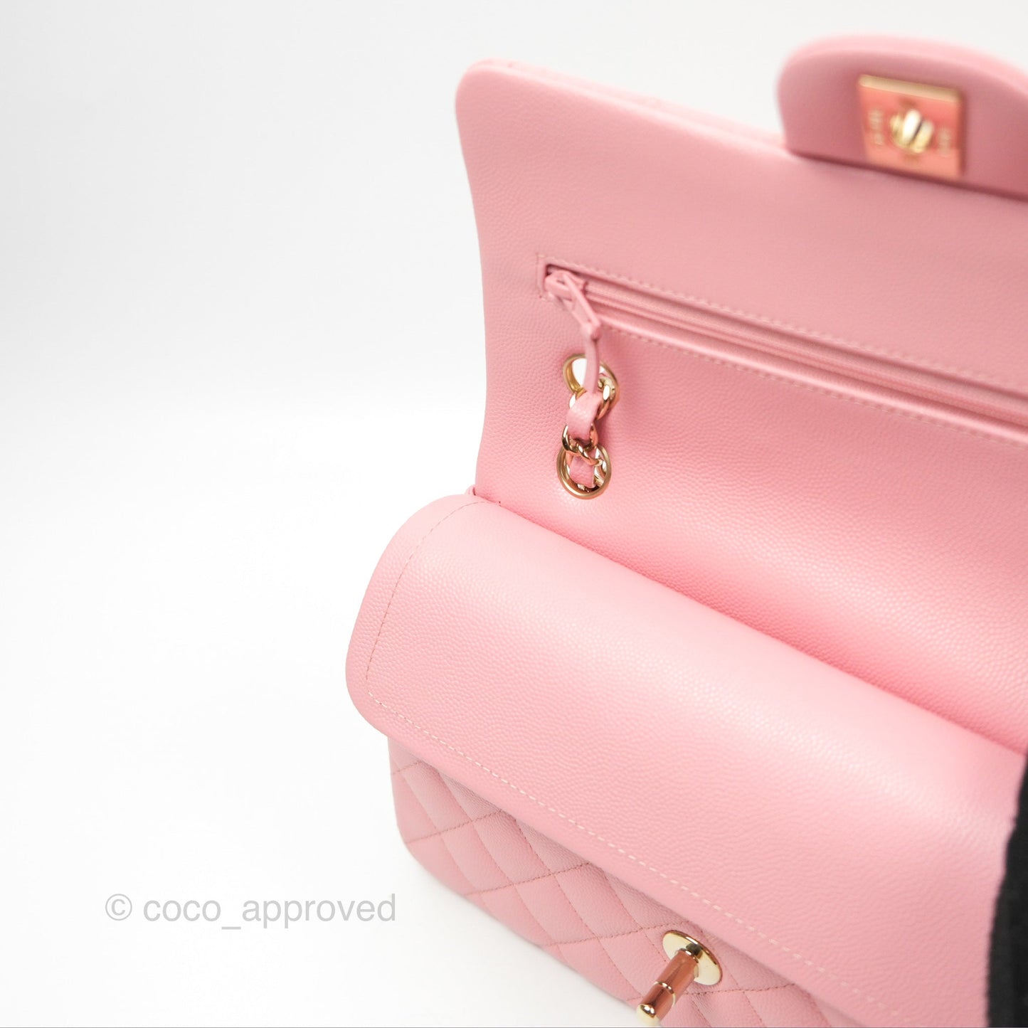 Chanel Small Classic Quilted Flap Sakura Pink Caviar Gold Hardware 22C
