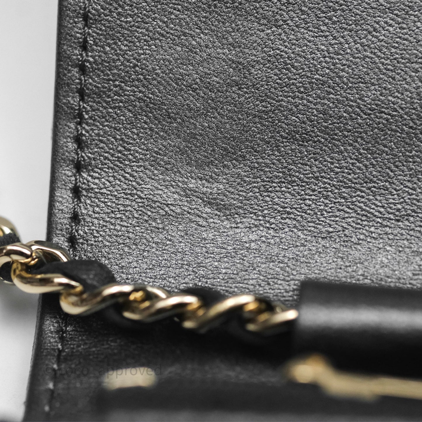 Chanel Wallet On Chain WOC Iridescent Dark Grey Lambskin Gold Hardware