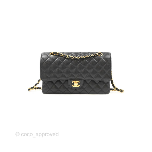 Chanel Classic M/L Medium Flap Quilted Black Caviar Gold Hardware