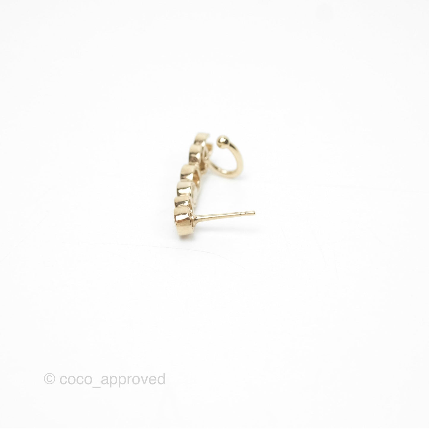 Chanel CC Coco Crystal Earrings Ear Clip Gold Tone 23V