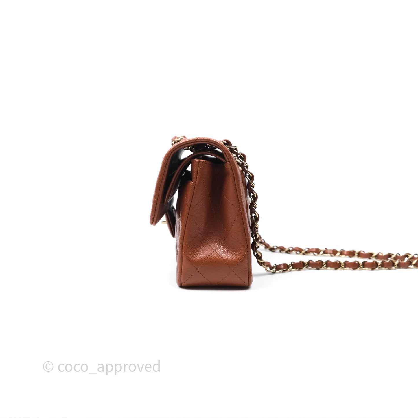 Chanel Small S/M Classic Flap Quilted Brown Caviar Gold Hardware