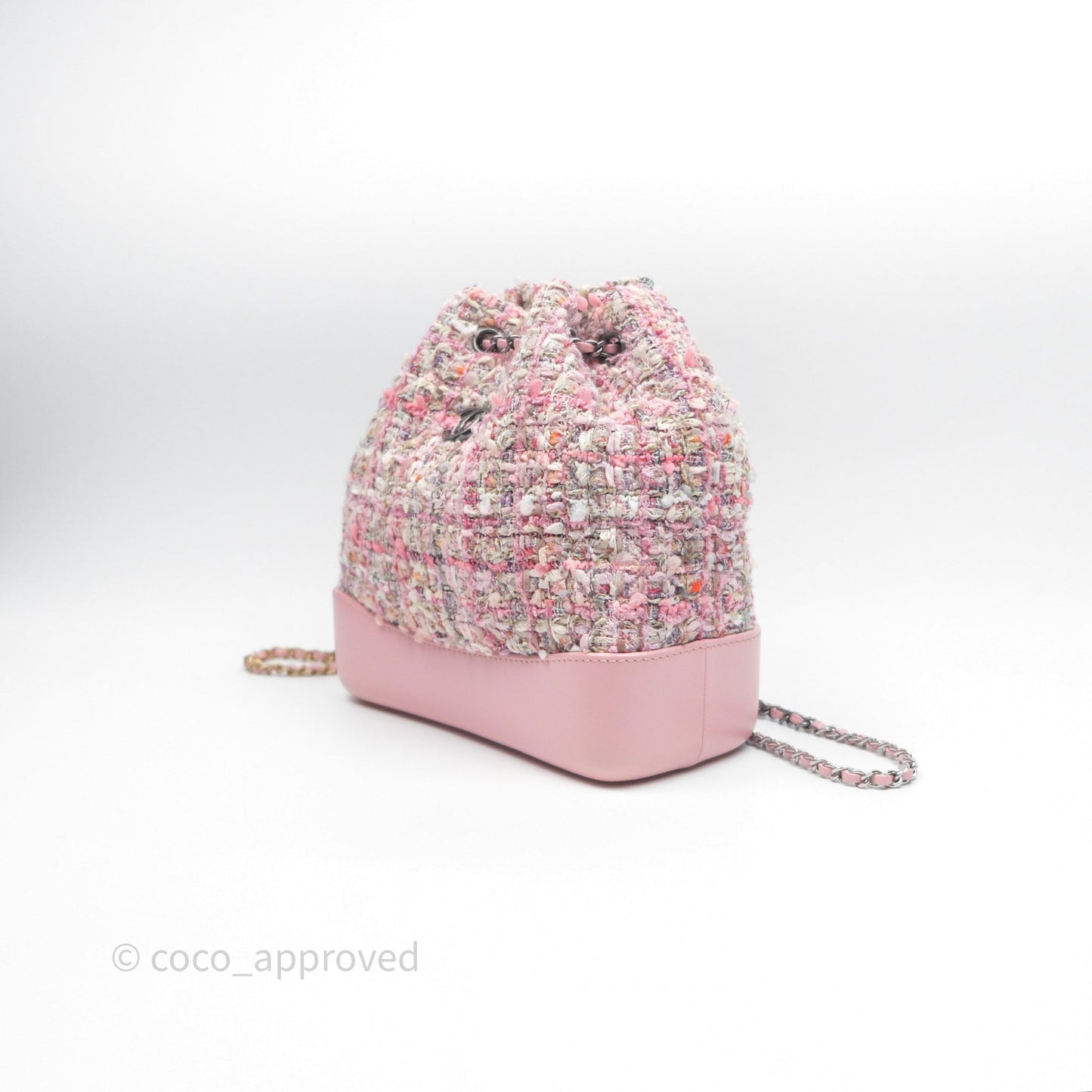 Chanel Gabrielle Small Backpack Pink Tweed Aged Calfskin