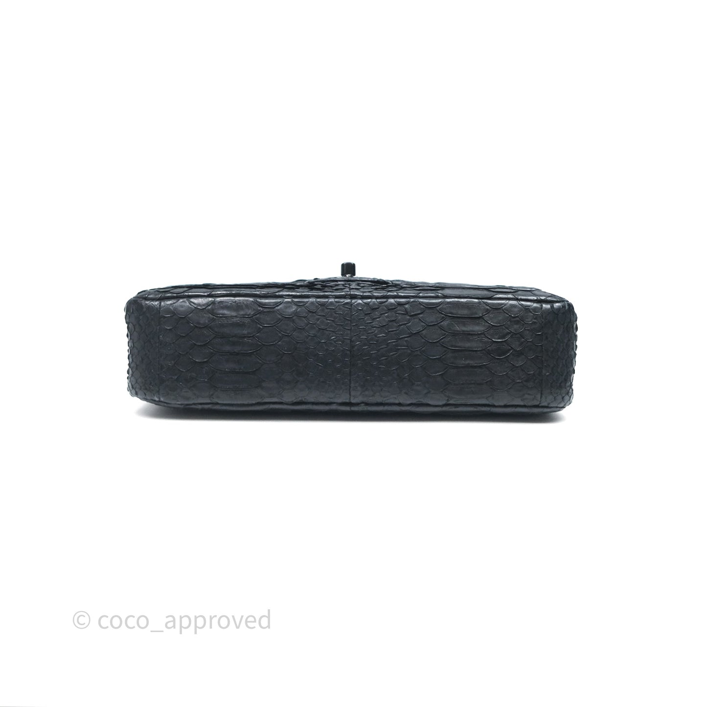 Chanel Classic M/L Medium Flap So Black Python Black Hardware