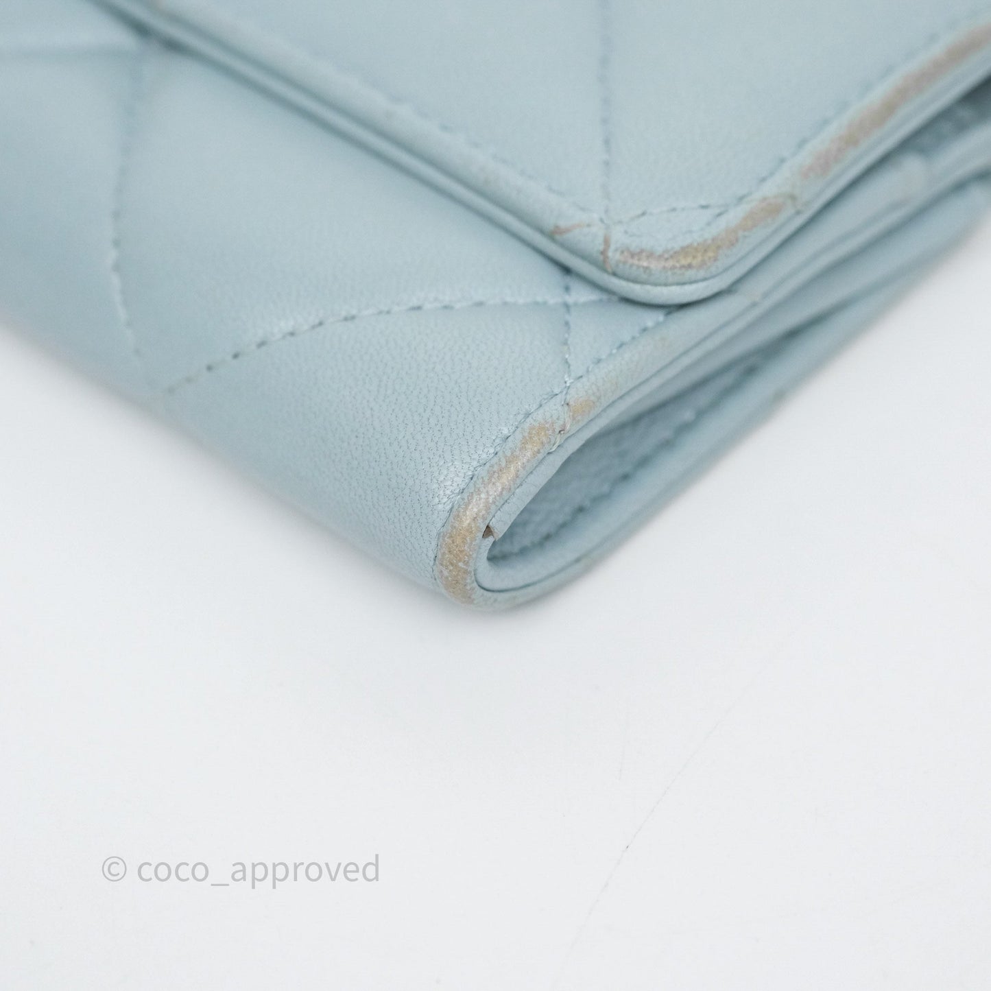 Chanel 19 Flap Card Holder Light Blue Lambskin