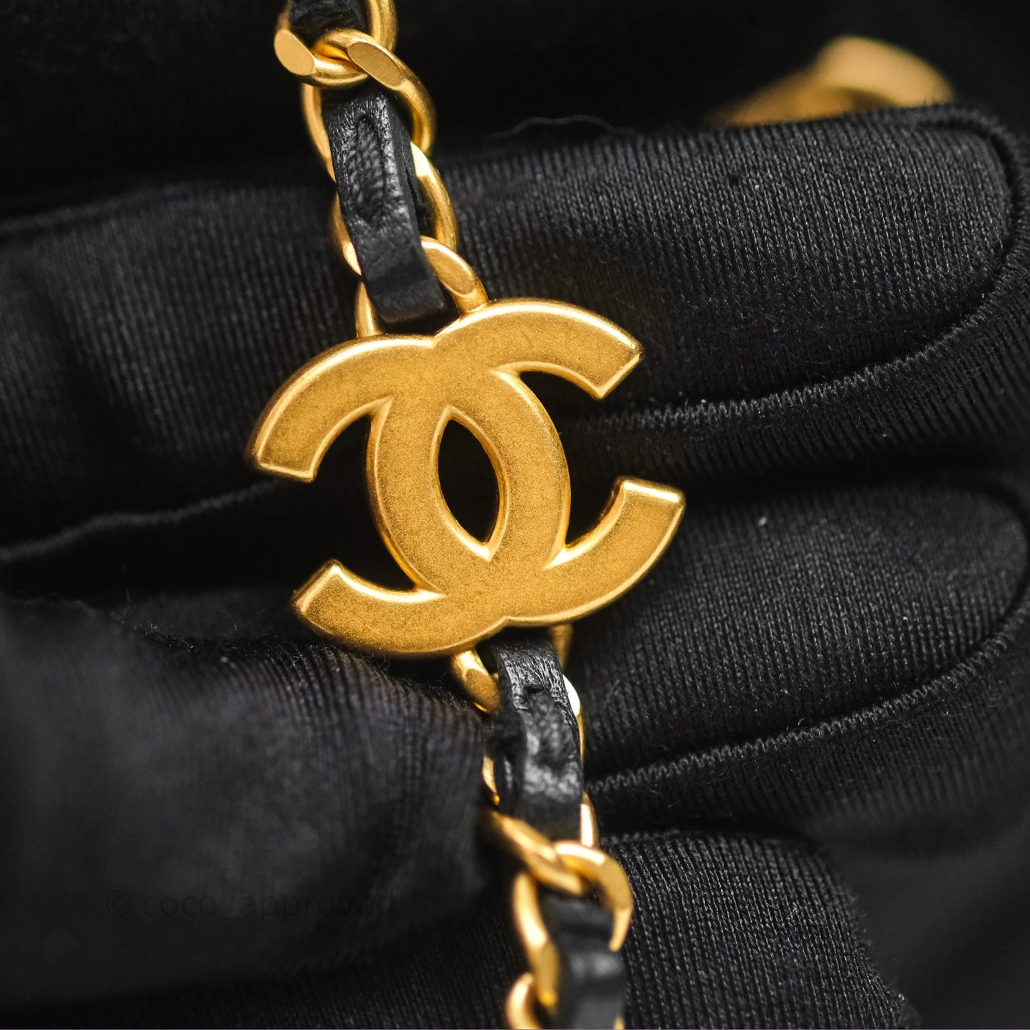 Chanel Vanity with COCO Heart Chain Black Lambskin Aged Gold Hardware